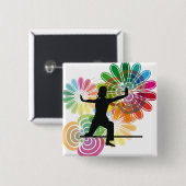 Yoga-illustratie Vierkante Button 5,1 Cm (Voorkant /achterkant)