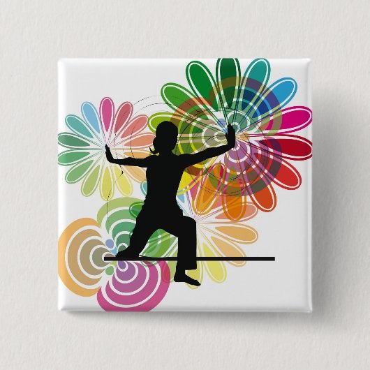 Yoga-illustratie Vierkante Button 5,1 Cm (Voorkant)