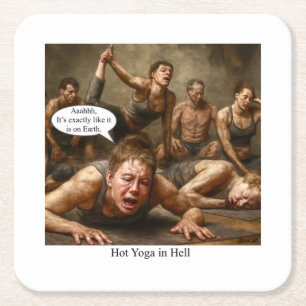 Yoga in de hel. kartonnen onderzetters