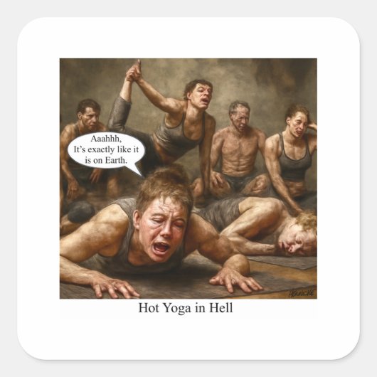 Yoga in de hel. vierkante sticker (Voorkant)