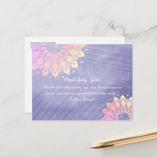 Yoga Instrucor Rose Gold Mandala Quotes Briefkaart (Voorkant / Achterkant in situ)