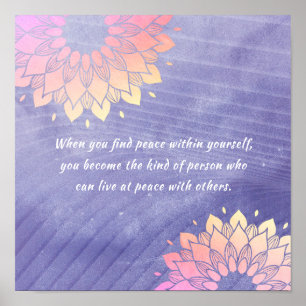 Yoga Instrucor Rose Gold Mandala Quotes Poster