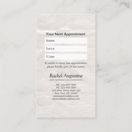 YOGA-instructeur Aanwijzing moderne Waterverf Afsprakenkaartje (Achterkant)