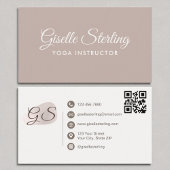 Yoga Instructeur Blush Mauve Elegant QR Code Visitekaartje