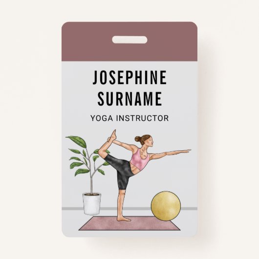 Yoga Instructeur Danser Pose Meditatie Trainer Badge (Voorkant)