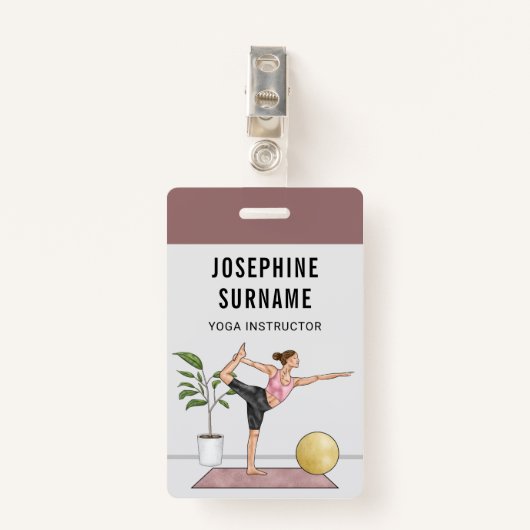 Yoga Instructeur Danser Pose Meditatie Trainer Badge (Voorkant met clip)