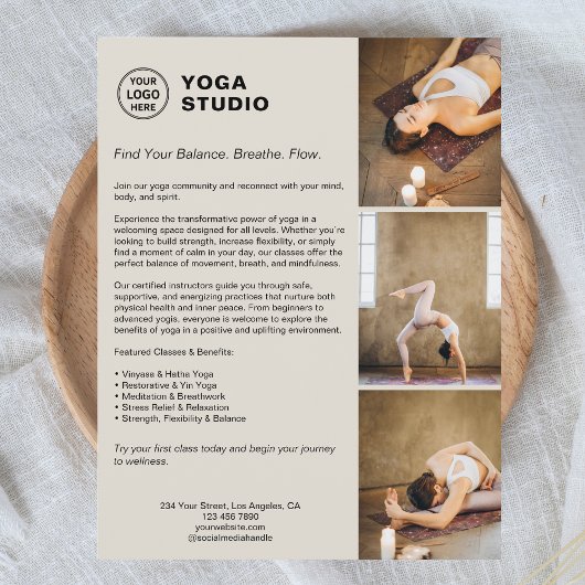 Yoga Instructeur Docent Promotie Zakelijk Flyer