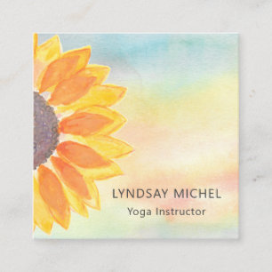 Yoga Instructeur Floral Waterverf Vierkante Visitekaartje
