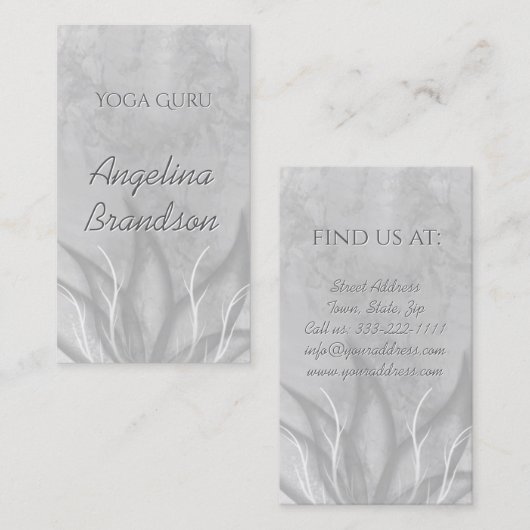 Yoga Instructeur Gestileerde Lotus Bloem Grijs Kaa Visitekaartje (Voorkant / Achterkant)