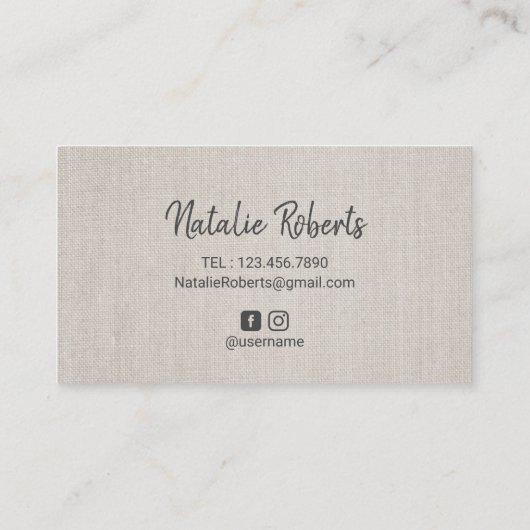 Yoga instructeur Gold Script legant linen Visitekaartje (Achterkant)