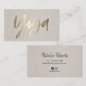 Yoga instructeur Gold Script legant linen Visitekaartje (Voorkant / Achterkant)