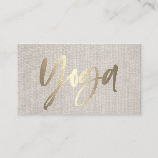 Yoga instructeur Gold Script legant linen Visitekaartje (Voorkant)