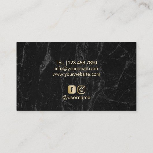 Yoga Instructeur Goud Lotus Mandala Zwart Marmer Visitekaartje (Achterkant)