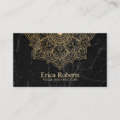 Yoga Instructeur Goud Lotus Mandala Zwart Marmer Visitekaartje (Voorkant)