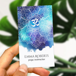 Yoga Instructeur Indigo Waterverf Mandala Namaste Visitekaartje