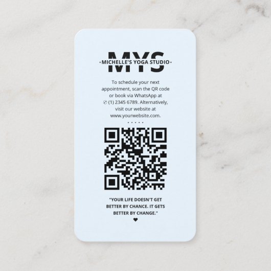 Yoga Instructeur Instagram Lichtblauw Modern Visitekaartje (Achterkant)