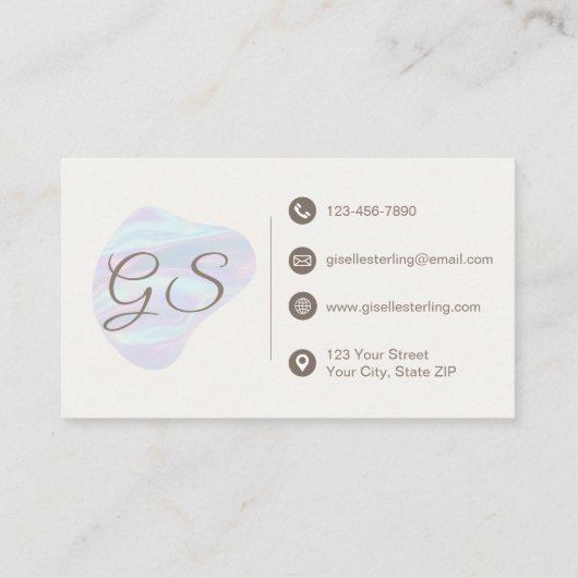 Yoga Instructeur Iridescent Pearl Opal Abstract Visitekaartje (Achterkant)