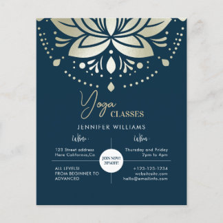 Yoga Instructeur Klassen Gouden Lotus Mandala Bloe Flyer