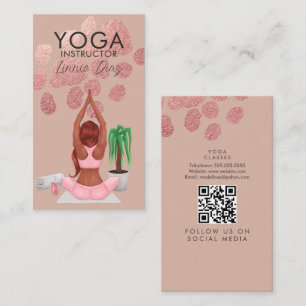 Yoga Instructeur Klassen Roze Nep Folie Visitekaartje
