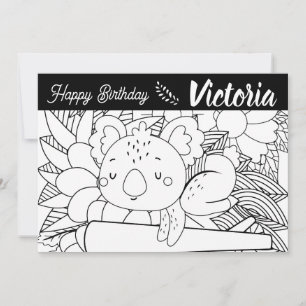 Yoga-instructeur Koala Verjaardag Bloem Kleurplaat Feestdagenkaart