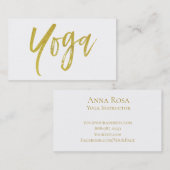 *~* Yoga instructeur leraar Gold White Modern Visitekaartje (Voorkant / Achterkant)