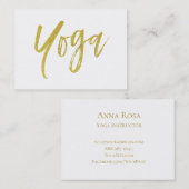 ** Yoga instructeur leraar Modern Gold White Visitekaartje (Voorkant / Achterkant)