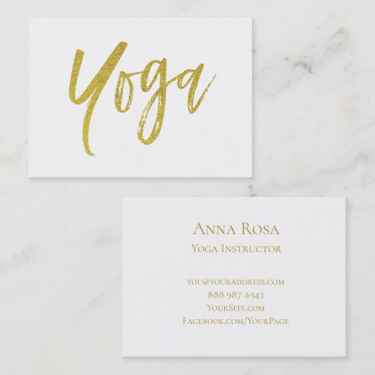 ** Yoga instructeur leraar Modern Gold White Visitekaartje (Voorkant / Achterkant)
