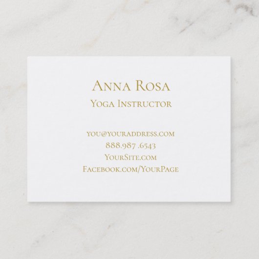 ** Yoga instructeur leraar Modern Gold White Visitekaartje (Achterkant)