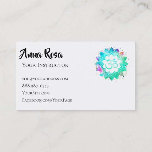 ** Yoga instructeur leraar OM Aum Lotus Mandala Visitekaartje (Achterkant)