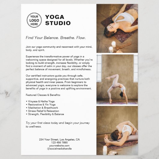 Yoga Instructeur Leraar Promotie Bedrijf Flyer (Voorkant)