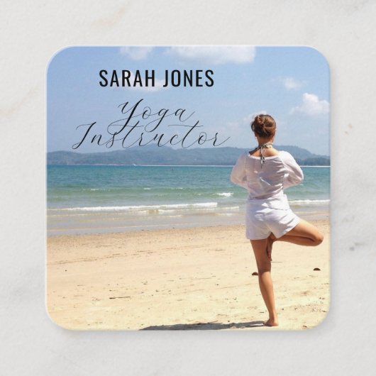 Yoga Instructeur Logo Influencer Social Media Vierkante Visitekaartje (Voorkant)