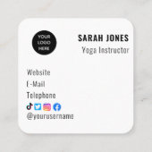 Yoga Instructeur Logo Influencer Social Media Vierkante Visitekaartje (Achterkant)