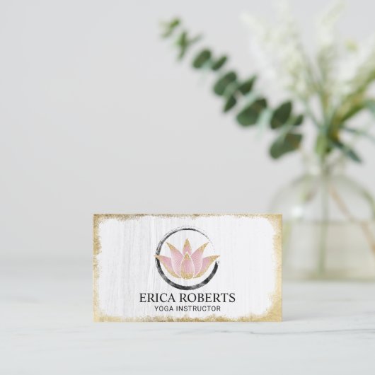 Yoga Instructeur Lotus Bloem Reiki Zen Cirkel Visitekaartje (Staand voorkant)