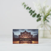 Yoga Instructeur Lotus Floral Mandala Visitekaartje (Staand voorkant)