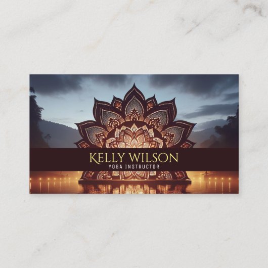 Yoga Instructeur Lotus Floral Mandala Visitekaartje (Voorkant)