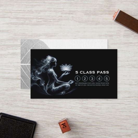 Yoga Instructeur Lotus Meditatie Pose 5 Klasse Pas Klantenkaartje (Voorkant / Achterkant in situ)