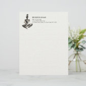 Yoga Instructeur Lotus Meditatie Pose Brushstrokes Briefhoofd (Staand voorkant)