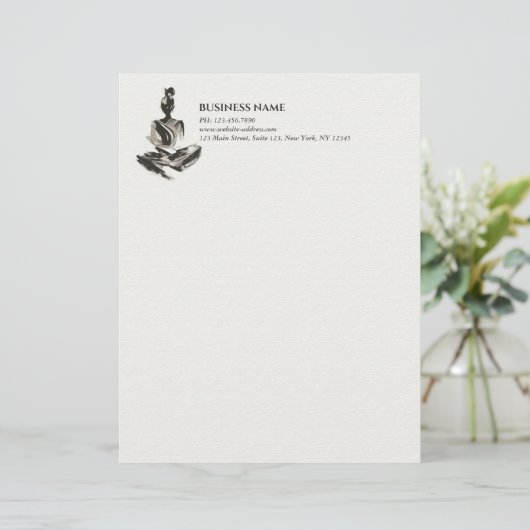 Yoga Instructeur Lotus Meditatie Pose Brushstrokes Briefhoofd (Staand voorkant)