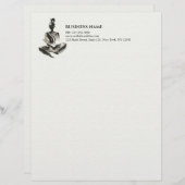 Yoga Instructeur Lotus Meditatie Pose Brushstrokes Briefhoofd (Voorkant / Achterkant)