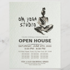 Yoga Instructeur Lotus Meditatie Pose Brushstrokes Flyer