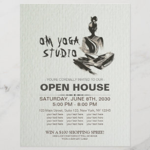 Yoga Instructeur Lotus Meditatie Pose Brushstrokes Flyer