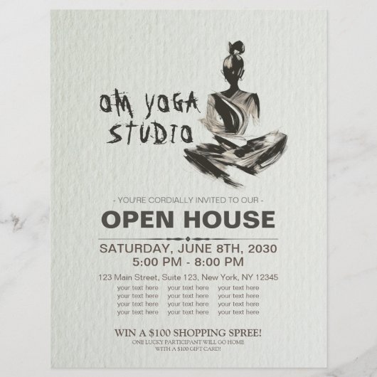 Yoga Instructeur Lotus Meditatie Pose Brushstrokes Flyer (Voorkant)