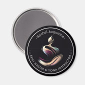 Yoga Instructeur Lotus Meditatie Pose Brushstrokes Magneet (Voorkant / Achterkant)