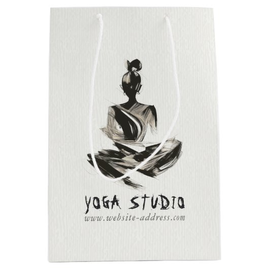 Yoga Instructeur Lotus Meditatie Pose Brushstrokes Medium Cadeauzakje (Voorkant)