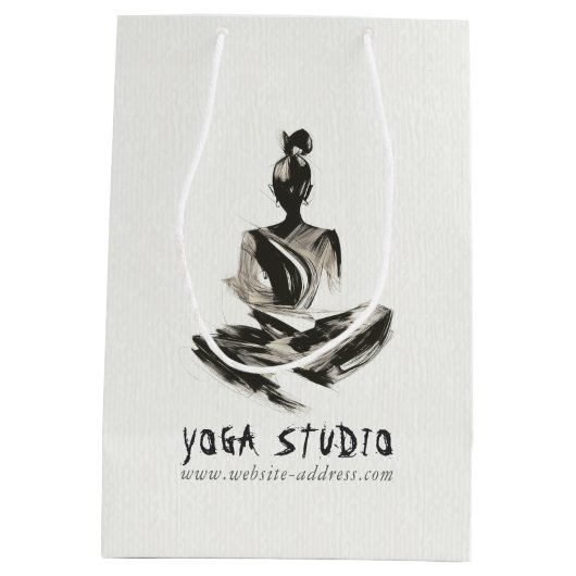 Yoga Instructeur Lotus Meditatie Pose Brushstrokes Medium Cadeauzakje (Achterkant)