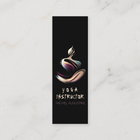 Yoga Instructeur Lotus Meditatie Pose Brushstrokes Mini Visitekaartje (Voorkant)