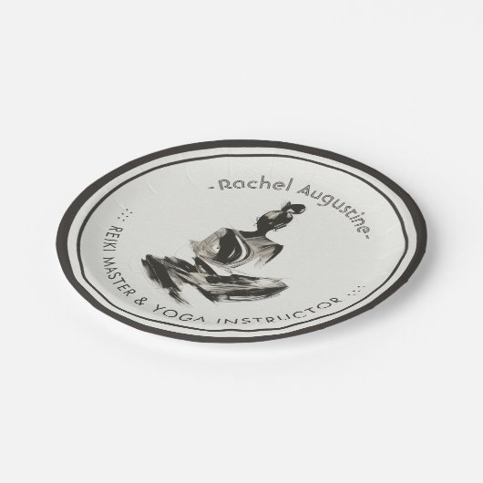 Yoga Instructeur Lotus Meditatie Pose Brushstrokes Papieren Bordje (Gekanteld)