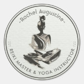 Yoga Instructeur Lotus Meditatie Pose Brushstrokes Ronde Sticker (Voorkant)