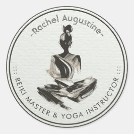 Yoga Instructeur Lotus Meditatie Pose Brushstrokes Ronde Sticker