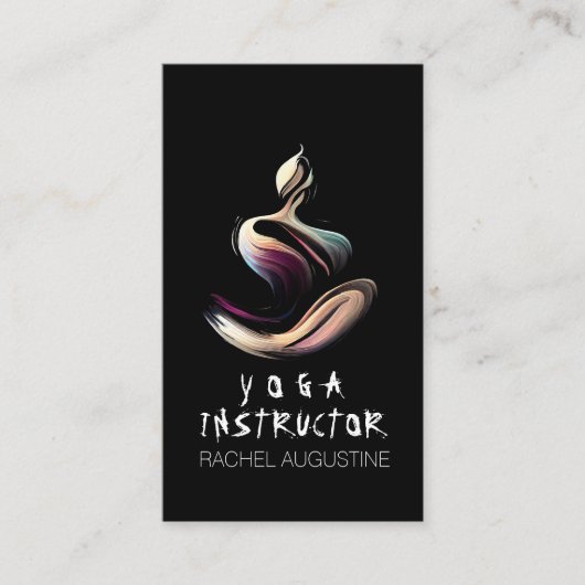 Yoga Instructeur Lotus Meditatie Pose Brushstrokes Visitekaartje (Voorkant)